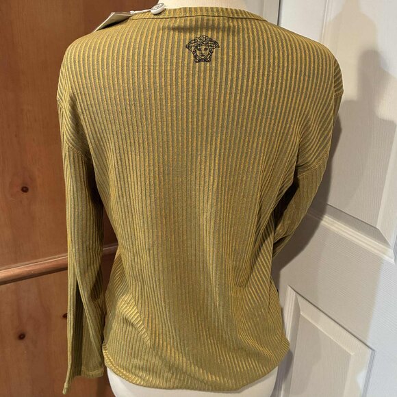 Versace Jeans Collections Sparkly Logo Ribbed Knit Long Sleeved Top - Picture 3 of 5